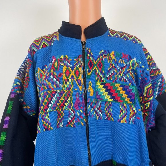 Hand Quilted Spliced Bomber Jacket Multi Color Size L - Picture 1 of 4